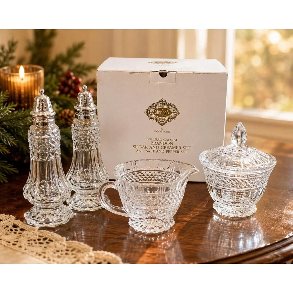 Godinger Shannon Crystal 4 Piece Serving Set Boxed